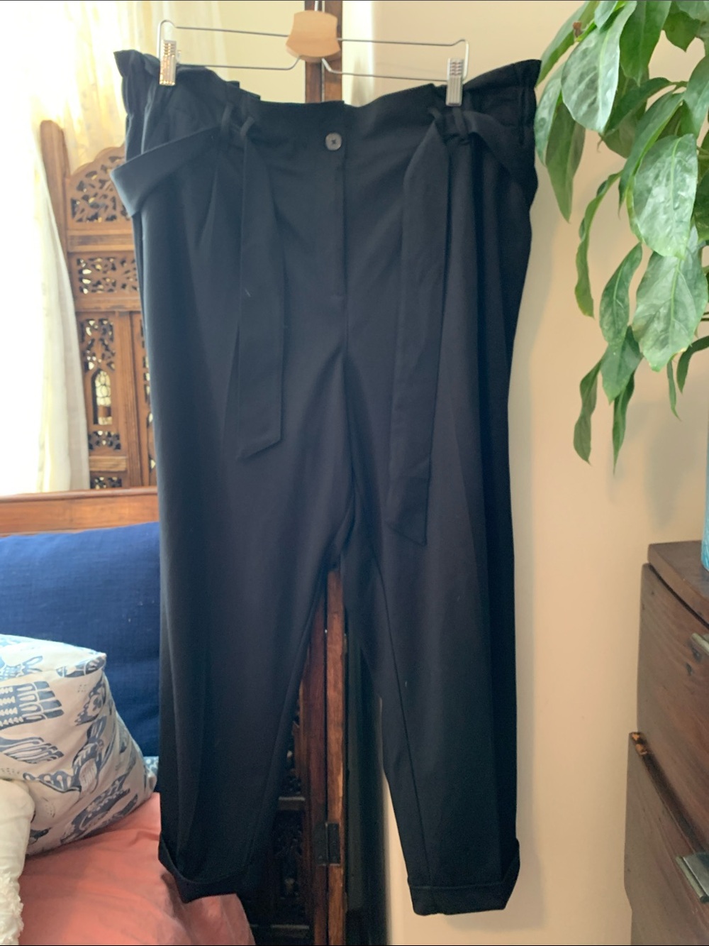 Penningtons Black Paperbag Waist Trousers with Self Tie
